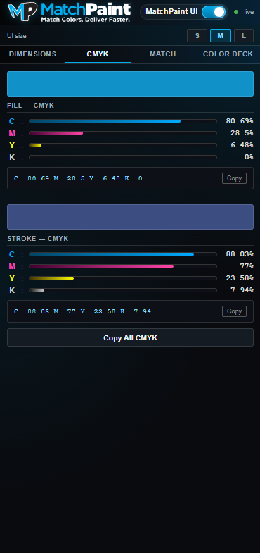MPCompanion CMYK tab